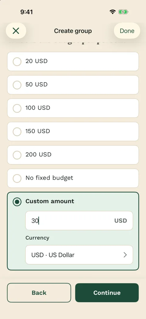 Creating a group – in the iPhone app